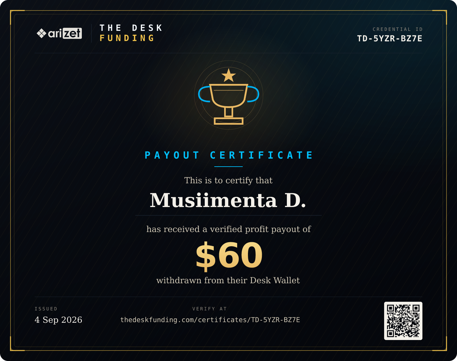 Payout certificate TD-5YZR-BZ7E
