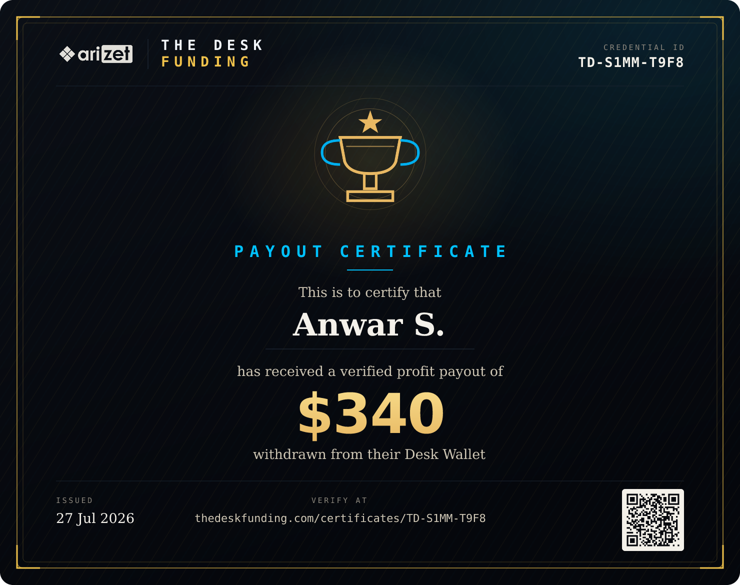 Payout certificate TD-S1MM-T9F8