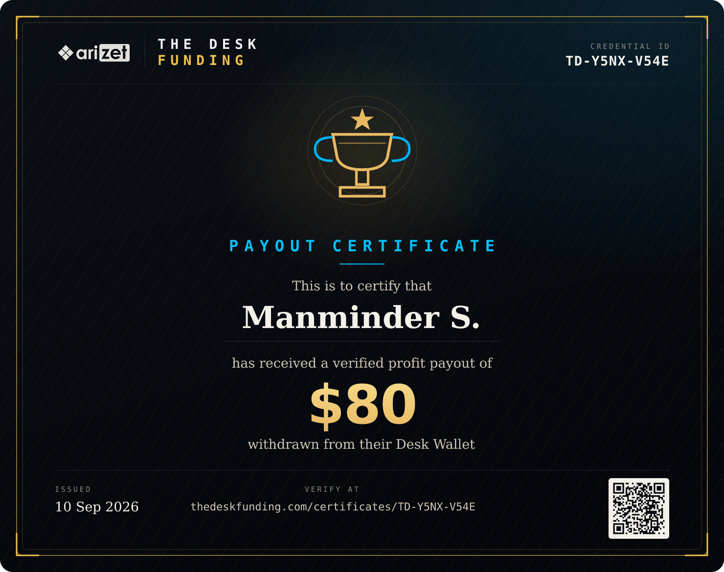Payout certificate TD-Y5NX-V54E