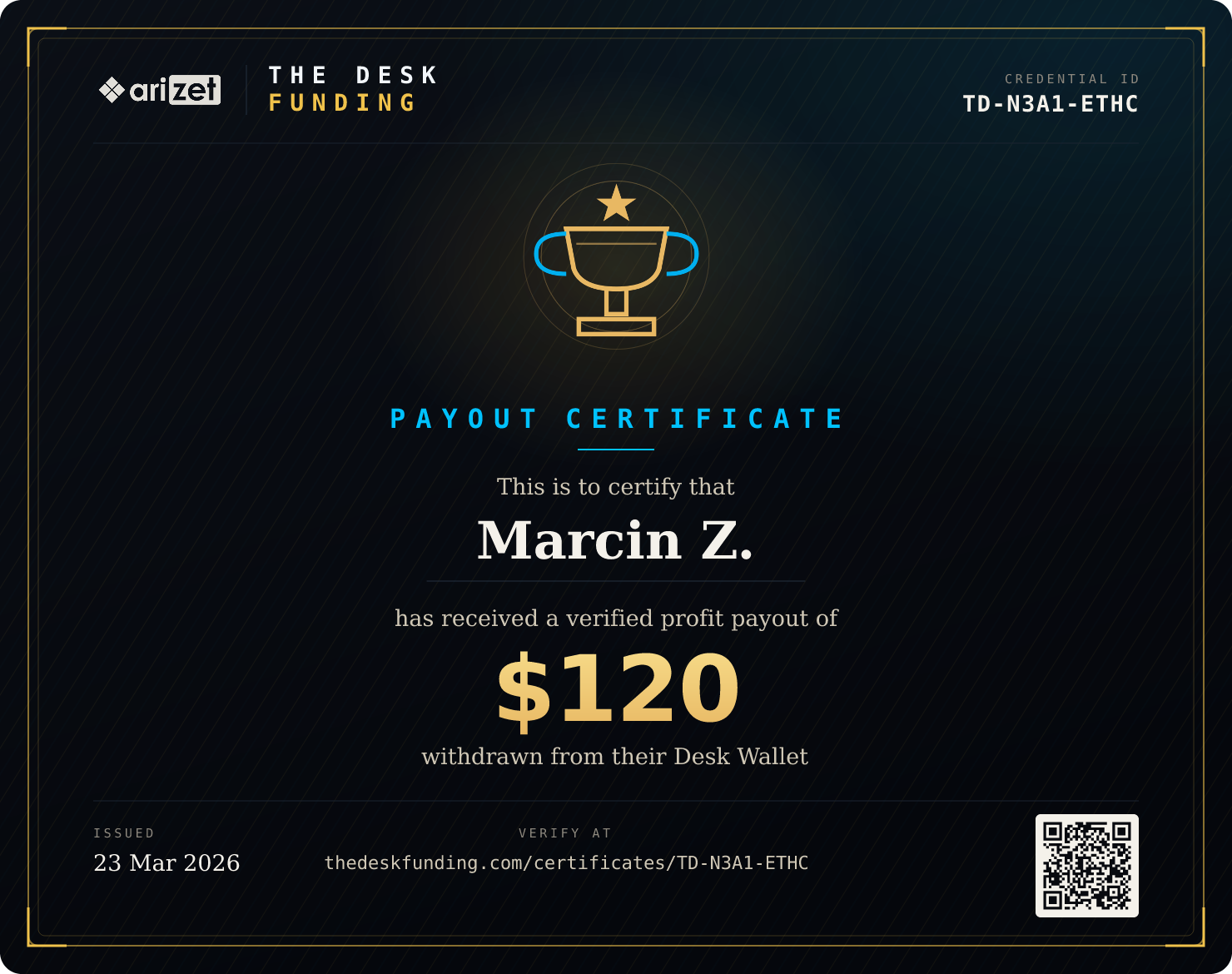 Payout certificate TD-N3A1-ETHC