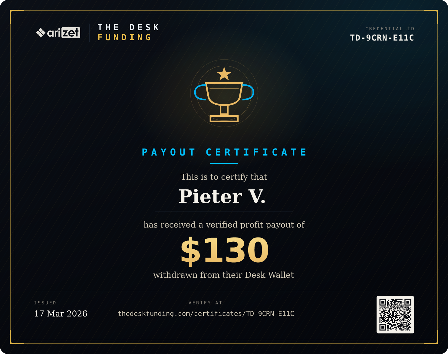 Payout certificate TD-9CRN-E11C