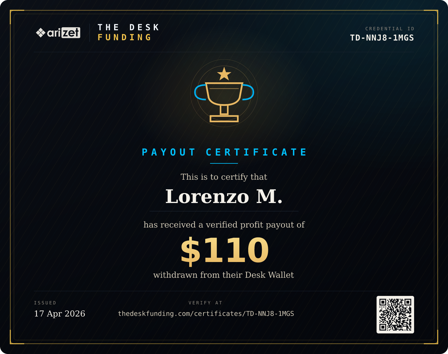 Payout certificate TD-NNJ8-1MGS