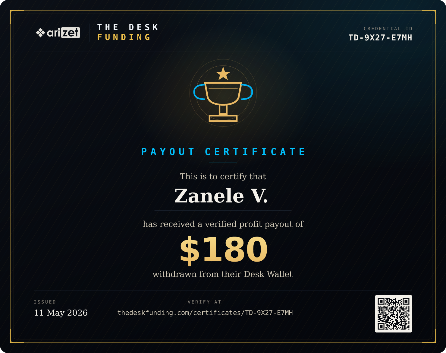 Payout certificate TD-9X27-E7MH